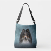 Tekening Dog Shetland Sheepdog, Sheltie Crossbody Tas (Voorkant)