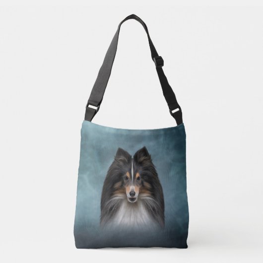 Tekening Dog Shetland Sheepdog, Sheltie Crossbody Tas (Voorkant)
