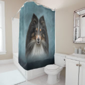 Tekening Dog Shetland Sheepdog, Sheltie Douchegordijn (In situ)