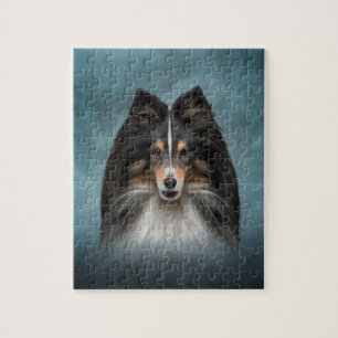 Tekening Dog Shetland Sheepdog, Sheltie Legpuzzel