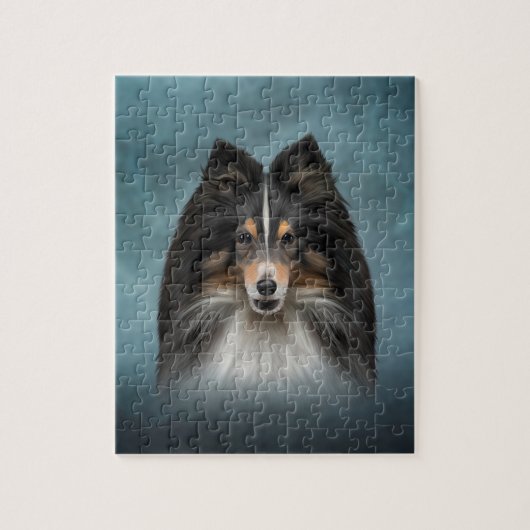Tekening Dog Shetland Sheepdog, Sheltie Legpuzzel (Verticaal)