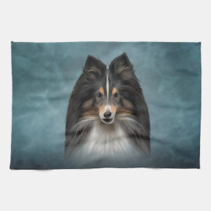 Tekening Dog Shetland Sheepdog, Sheltie Theedoek