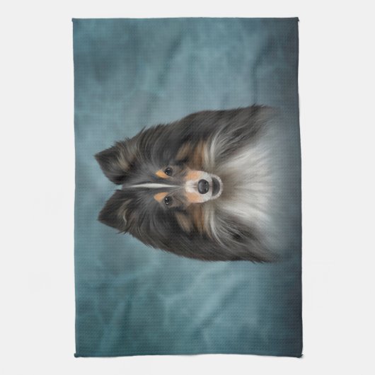 Tekening Dog Shetland Sheepdog, Sheltie Theedoek (Verticaal)