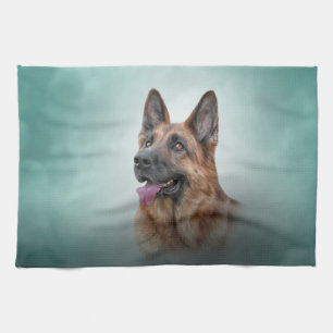 Tekening Duitse herderhond Theedoek