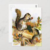  tekening: Eekhoorntjes in het najaar Briefkaart (Voorkant / Achterkant)