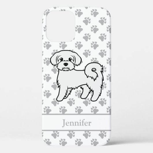 Tekening en naam van een Maltese zachte cartoonhon Case-Mate iPhone Case (Achterkant)