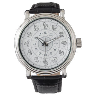 Tekening geladen Zodiac Cartoon Horloge