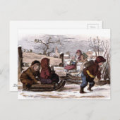  tekening: Geleid in de sneeuw Briefkaart (Voorkant / Achterkant)