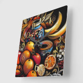 Tekening Gestileerde Stilleven Vaas Fruit Vierkante Klok (Hoek)