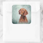 Tekening grappige Vizsla Pointer Vierkante Sticker (Tas)