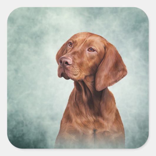 Tekening grappige Vizsla Pointer Vierkante Sticker (Voorkant)