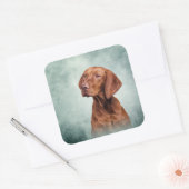 Tekening grappige Vizsla Pointer Vierkante Sticker (Envelop)