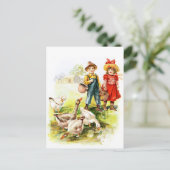  tekening: Het voeren van ganzen Briefkaart (Staand voorkant)