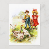  tekening: Het voeren van ganzen Briefkaart (Voorkant)