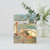  tekening: Het voeren van varkens Briefkaart (Staand voorkant)