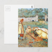  tekening: Het voeren van varkens Briefkaart (Voorkant / Achterkant)