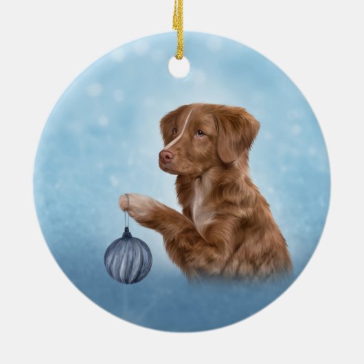 Tekening hond Nova Scotia Duck Tolling Keramisch Ornament (Achterkant)