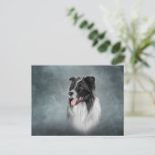 Tekening Hondenras Border Collie Briefkaart (Staand voorkant)