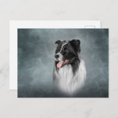 Tekening Hondenras Border Collie Briefkaart (Voorkant / Achterkant)