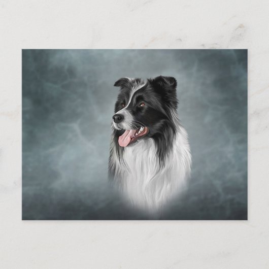 Tekening Hondenras Border Collie Briefkaart (Voorkant)