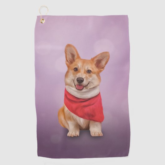 Tekening Hondenras Welsh Corgi Golfhanddoek (Voorkant)