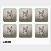 Tekening Hondenras Welsh Corgi Vierkante Sticker (Vel)
