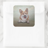 Tekening Hondenras Welsh Corgi Vierkante Sticker (Tas)