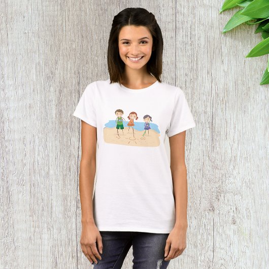 Tekening in de zand-vrouwen T-shirt