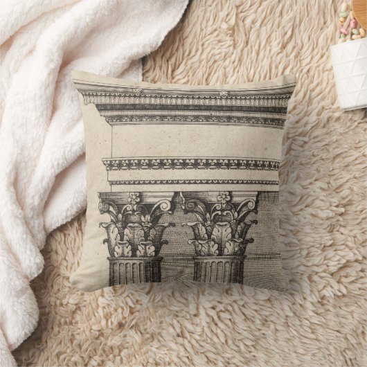 Tekening in gothische kolom Entablature Kussen (Deken)