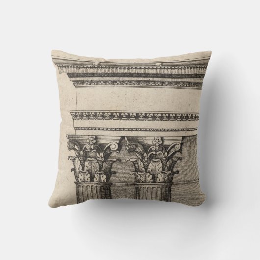 Tekening in gothische kolom Entablature Kussen (Achterkant)