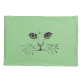 Tekening in zwart van een kattengezicht Helder gro Kussensloop (Achterkant-Links)