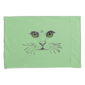 Tekening in zwart van een kattengezicht Helder gro Kussensloop (Voorkant-Rechts)