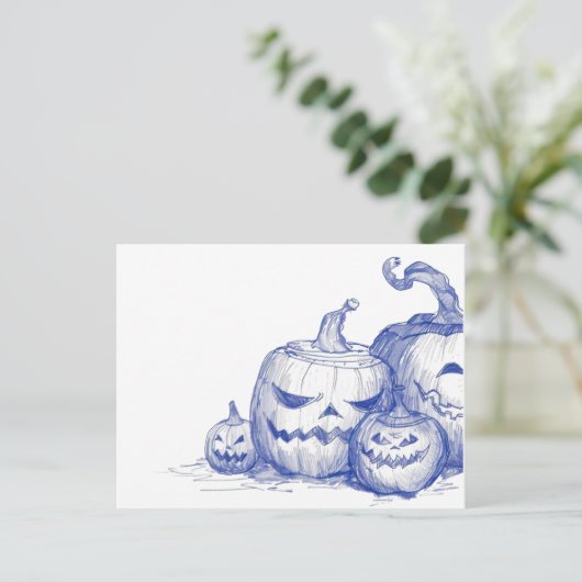  tekening Jack O lantaarns schets Briefkaart (Staand voorkant)