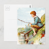  tekening: Jongen Vist in een rivier Briefkaart (Voorkant / Achterkant)