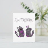 Tekening Kat Harten Valentijnsdag Briefkaart (Staand voorkant)