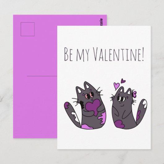 Tekening Kat Harten Valentijnsdag Briefkaart (Voorkant / Achterkant)