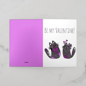 Tekening Kat Harten Valentijnsdag Folie Wenskaart (Buiten Laag)