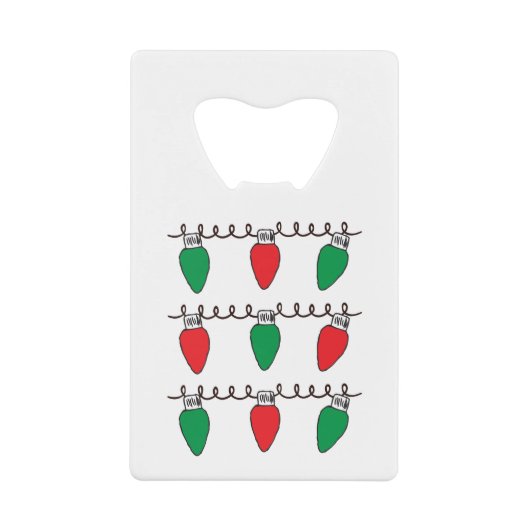 Tekening kerstlampje met tekenreekslampjes creditkaart flessenopener (Voorkant)