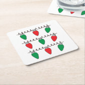 Tekening kerstlampje met tekenreekslampjes kartonnen onderzetters (Schuin)