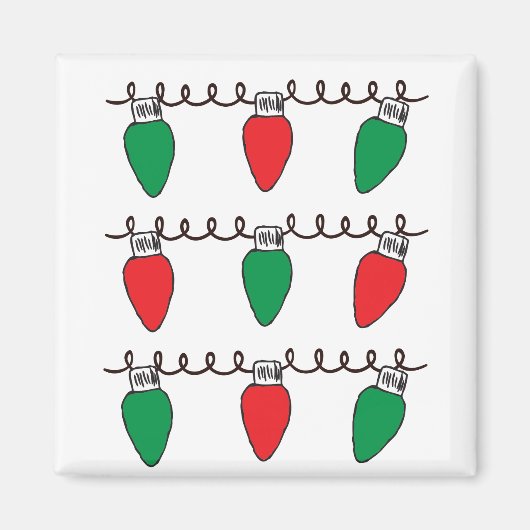 Tekening kerstlampje met tekenreekslampjes magneet (Voorkant)