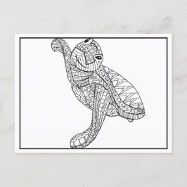 Tekening kleine Zeeen schildpad Briefkaart