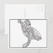Tekening kleine Zeeen schildpad Briefkaart (Voorkant / Achterkant)