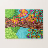 Tekening kleurrijke gestreept katoenboom met korte legpuzzel (Horizontaal)