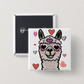 Tekening lama met hartknop vierkante button 5,1 cm (Voorkant /achterkant)