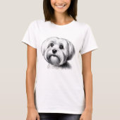 Tekening Maltese hond T-shirt (Voorkant)