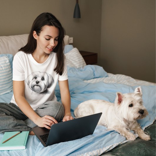 Tekening Maltese hond T-shirt