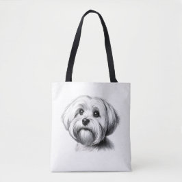 Tekening Maltese hond Tote Bag