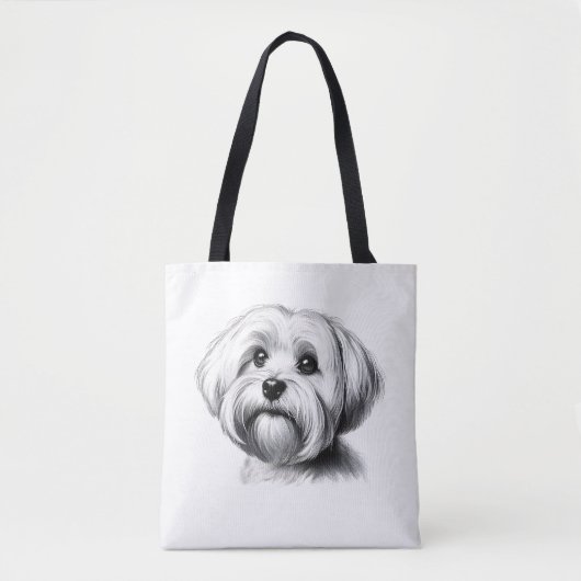 Tekening Maltese hond Tote Bag (Voorkant)