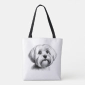 Tekening Maltese hond Tote Bag (Achterkant)