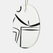 Tekening manicure uitvinder keramisch ornament (Links)